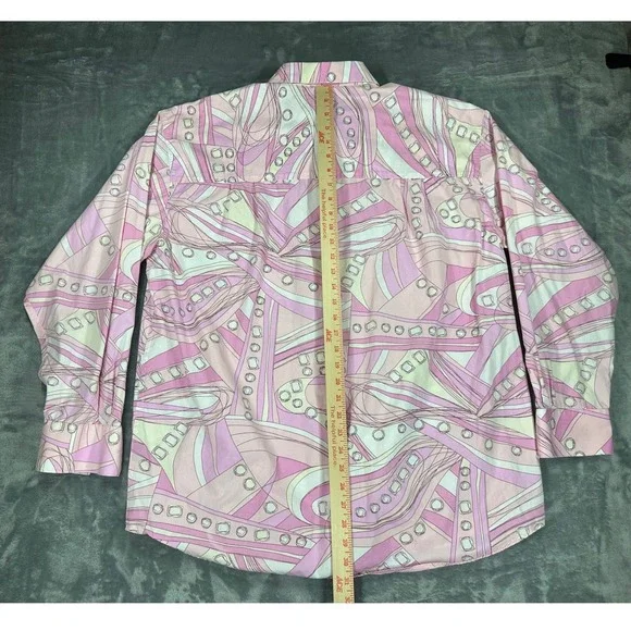 Sean John Mens XL Pink Abstract Geometric Print ButtonDown Shirt Long Sleeve Y2K - Picture 4 of 5